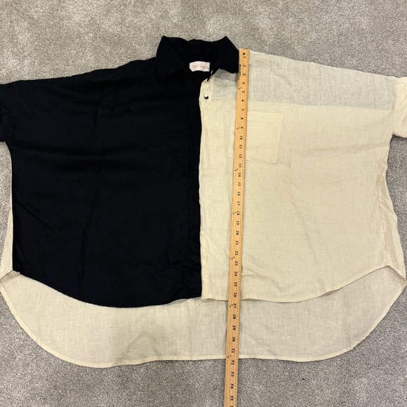 Myrah Penaloza Yin Yang 100% Linen Suka Button Down Top Size XL Like New. - Picture 6 of 12